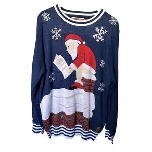 Tipsy Elves Mens Sweater XXL Santa Chimney Toilet Funny Ugly Christmas Varsity